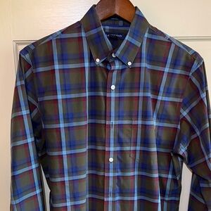 Lands' End Men's Plaid Shirt - Green, Blue, Red